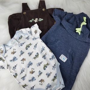 Infant Onesie Romper Overalls 3 Piece Bundle 9 Mos
